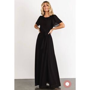Baltic Born Naomi Short Sleeve Maxi Dress Black Size L NWT
